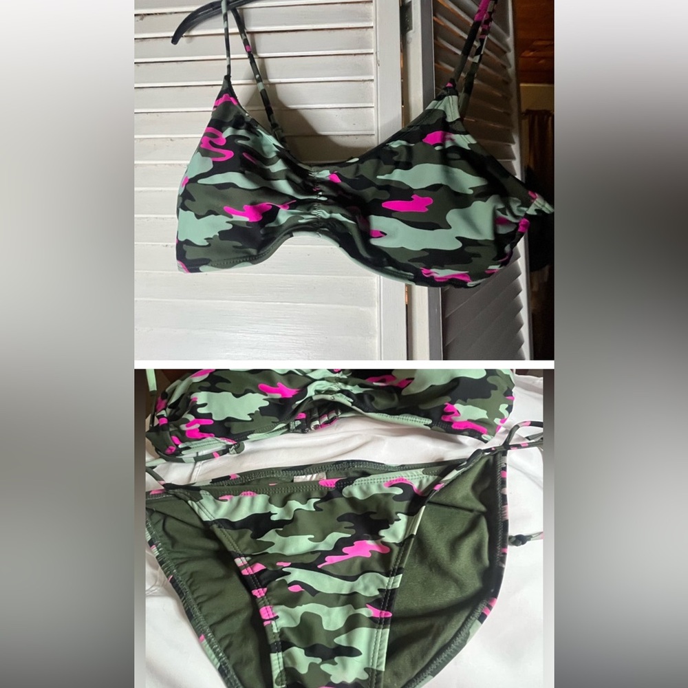 NO BOUNDARIES Camo w hot pink  Bikini Set